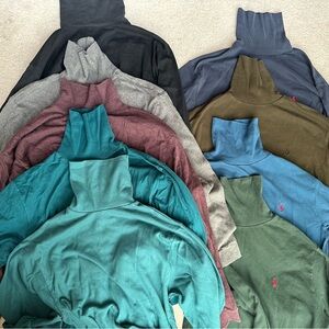 Lot of 9 Men's M Medium Turtleneck Cotton Shirts Polo Ralph Lauren/LL Bean